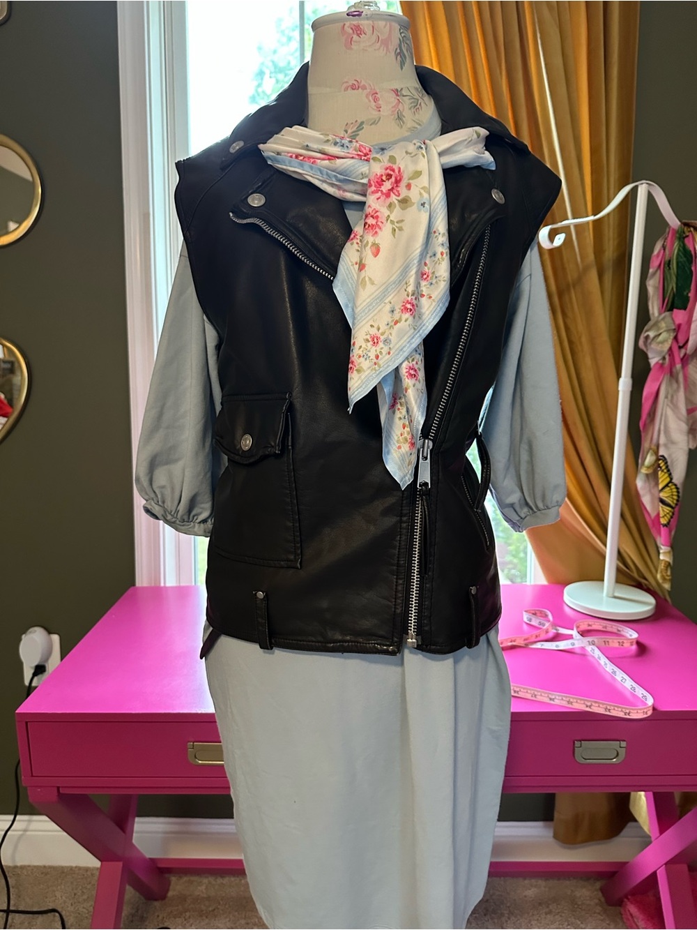 Free People Black Faux Leather Moto Vest - Sleeveless Biker Style